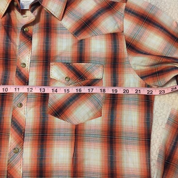 WRANGLERWRANGLER BROWN SNAPS PLAID PRINT - MENS SHIRT - Picture 6 of 7